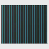 Papier Cadeau Noir avec des rayures sarcelle (Plat)