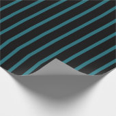 Papier Cadeau Noir avec des rayures sarcelle (Coin)