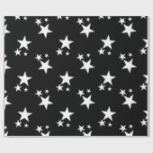 Papier Cadeau Noir avec étoiles blanches (Plat)