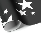 Papier Cadeau Noir avec étoiles blanches (Coin rond)