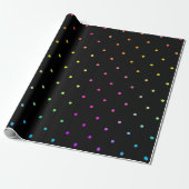 Papier Cadeau Noir avec papier enveloppant Pois multicolore (Déroulé)