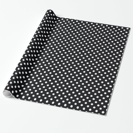 Papier Cadeau Noir avec points blancs (Déroulé)