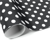 Papier Cadeau Noir avec points blancs (Coin rond)