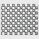 Papier Cadeau Noir Blanc À damiers Restaurant Chef Anniversaire (Plat)