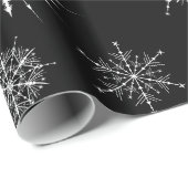 Papier Cadeau Noir & Blanc Assorti Snowflakes Noël (Coin rond)