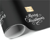 Papier Cadeau Noir blanc de l'écriture Noël (Coin rond)