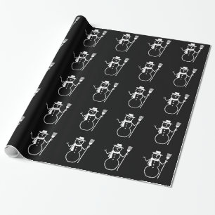 Papier Cadeau Noir blanc de motif de vacances de Noël de