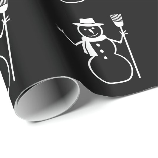 Papier Cadeau Noir blanc de motif de vacances de Noël de (Coin rond)