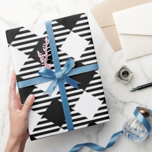 Papier Cadeau Noir blanc et noir de buffle Plaid Noël