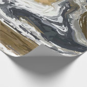 Papier Cadeau Noir, Blanc et Or Abstrait (Coin)