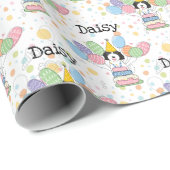 Papier Cadeau Noir Blanc Goldendoodle Chien Anniversaire (Coin rond)