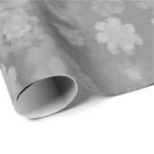 Papier Cadeau Noir blanc gris rétro Motif d'aquarelle florale (Coin rond)