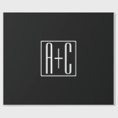 Papier Cadeau Noir & Blanc | Initiales de couple (Plat)