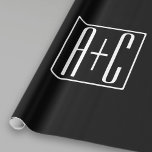 Papier Cadeau Noir & Blanc | Initiales de couple<br><div class="desc">Parfait pour un double monogramme ou même un logo. Merci pour votre achat!</div>