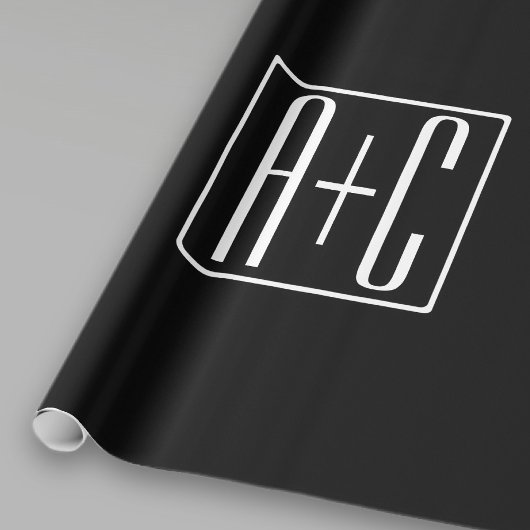 Papier Cadeau Noir & Blanc | Initiales de couples