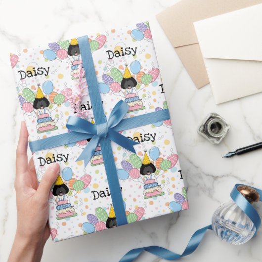 Papier Cadeau Noir Blanc Labradoodé Chien Anniversaire (Cadeaux)