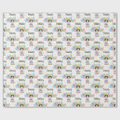 Papier Cadeau Noir Blanc Labradoodé Chien Anniversaire (Plat)