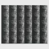 Papier Cadeau Noir Blanc Motivation Leadership Lion Portrait (Plat)