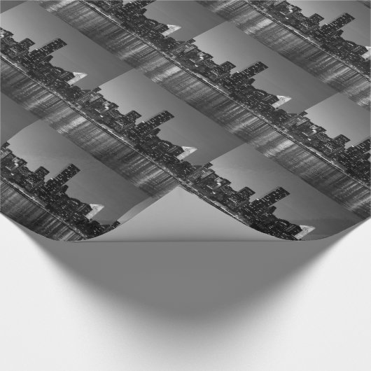 Papier Cadeau Noir Blanc New York City Skyscapants Silhouette (Coin)