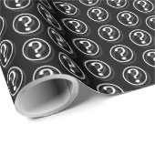 Papier Cadeau Noir blanc - Petites questions (Coin rond)