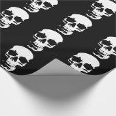 Papier Cadeau Noir & Blanc Pop Art Crâne Cool élégant (Coin)