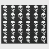 Papier Cadeau Noir & Blanc Pop Art Crâne Cool élégant (Plat)