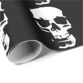 Papier Cadeau Noir & Blanc Pop Art Crâne Cool élégant (Coin rond)