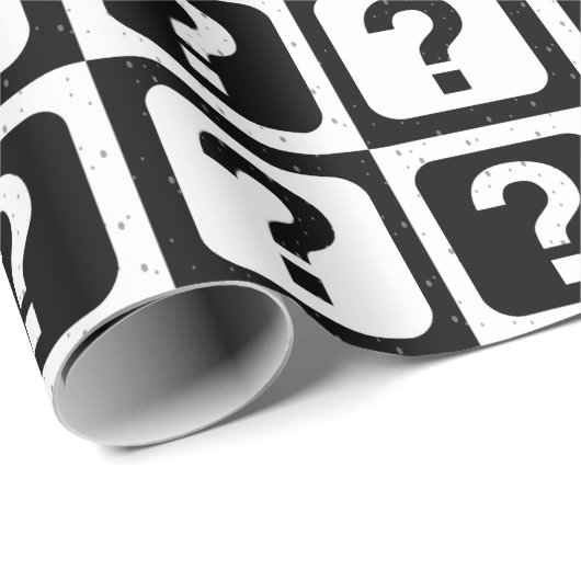 Papier Cadeau Noir blanc Question Mark Ridge Block Imprimer (Coin rond)