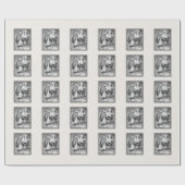 Papier Cadeau Noir Blanc Rouge Hotte de Riding Wolf Cadre Noir (Plat)