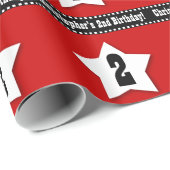 Papier Cadeau Noir blanc rouge V01 de 2ème anniversaire de (Coin rond)