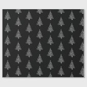 Papier Cadeau noir blanc sapin de Noël motif élégant (Plat)