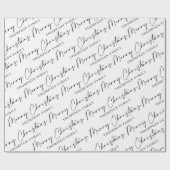Papier Cadeau Noir blanc Script Joyeux Noël Nom de famille Guerr (Plat)