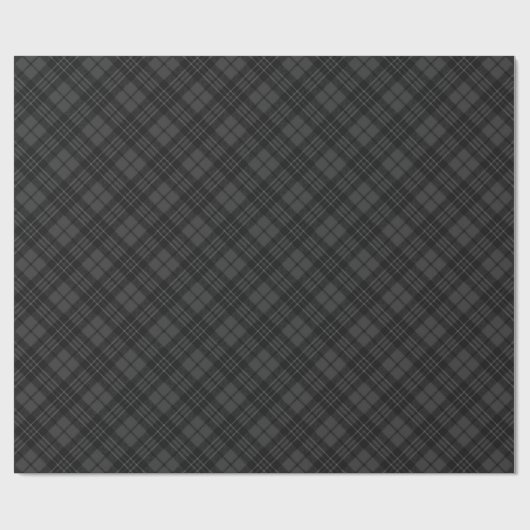 Papier Cadeau Noir blanc tartan plaid hiver Noël motif (Plat)