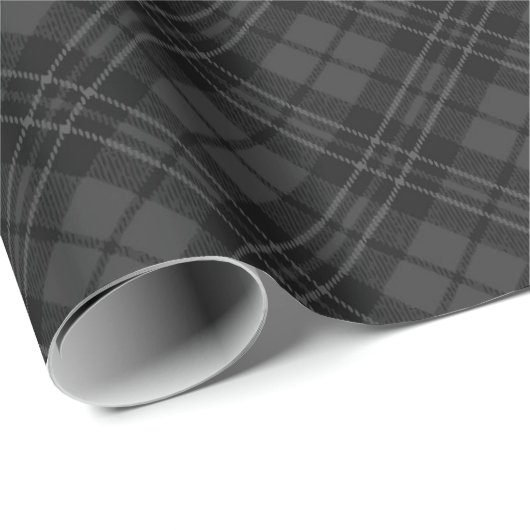 Papier Cadeau Noir blanc tartan plaid hiver Noël motif (Coin rond)
