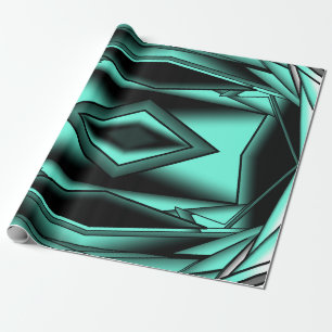 Papier Cadeau Noir Blanc Turquoise Ombre Art Abstrait moderne