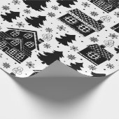 Papier Cadeau Noir Blanc Vacances Motif Élégant Noël (Coin)
