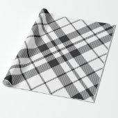 Papier Cadeau Noir Blanc Vacances Plaid Tartan Noël (Déroulé)