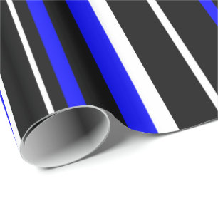 Papier Cadeau Noir, Bleu Royal et Rayure Blanche