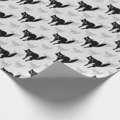 Papier Cadeau Noir Chat Shadow Silhouette Motif Design (Coin)