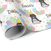 Papier Cadeau Noir Cockapoo Cavapoo Chien Anniversaire (Coin rond)