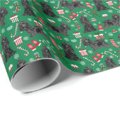 Papier Cadeau Noir Cocker Chien Espagnol Noël (Coin rond)