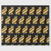Papier Cadeau Noir de chat moderne (Plat)