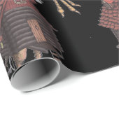 Papier Cadeau Noir de hutte de Yaga de baba (Coin rond)