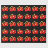 Papier Cadeau Noir de la pomme rouge (Plat)