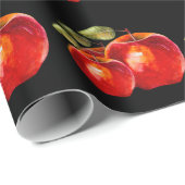 Papier Cadeau Noir de la pomme rouge (Coin rond)