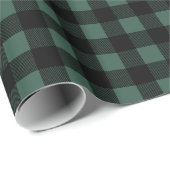 Papier Cadeau Noir de Noël blanc et vert rustique (Coin rond)