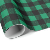 Papier Cadeau Noir de Noël blanc et vert rustique (Coin rond)