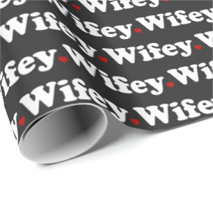 Papier Cadeau Noir de typographie de Wifey