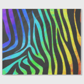 Papier Cadeau Noir de zèbre et copie d'arc-en-ciel (Plat)