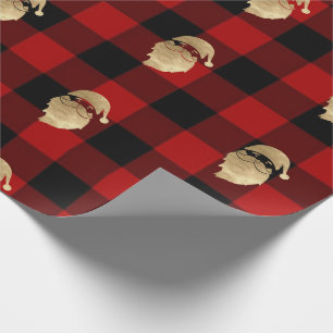 Papier Cadeau Noir d'hiver de Père Noël d'or de Lomberjack de